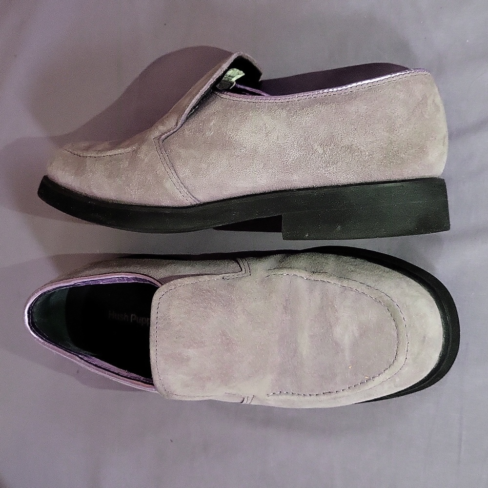 Hush Puppies Grey Violet Suede Loafers Sz 7